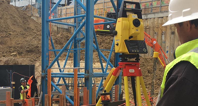 Leica iCON total station used on busy construction site to complete challenging layout tasks